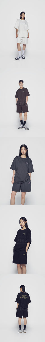 24FW CHAIN EMBOSSING SCRIPT NEEDLEWORK SHORT PANTS BLACK 