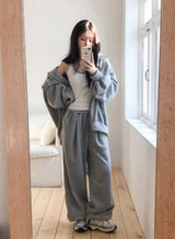 [SET] Line Fleece Hood Zip-up + Jogger Pants (3color)