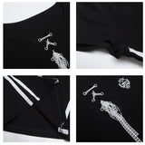 Funky Graphic Lace-Up Crop Tee 231949403