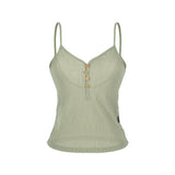 SEETHROUGH BUTTON SLEEVELESS_Khaki