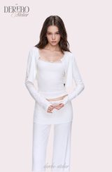 アンナ レース カーディガン トレーニング スリーピース セット (Sleeveless cardigan, pants)
