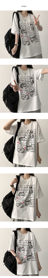 Lime Illustration Digital Printing Overfit Short Sleeve