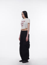 FREEDOM SIDE STRING CROP T-SHIRTS