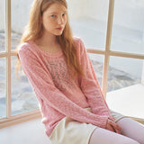 Deep Round Neck Knit Pink