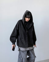 Stud Washing Hood Zip-Up