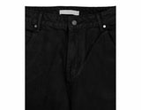 [unisex] coated black wide pants