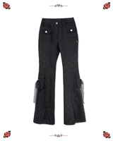 ローズパッチバットカットパンツ [BLACK]