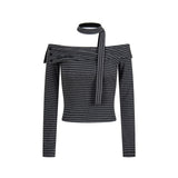 Scarlett Stripe Neck Tie Top 232561138