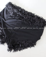 feather fur micro short pants