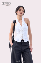 foam lace halterneck blouse