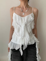 frill cancan sleeveless blouse top