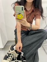 checke frill shirt
