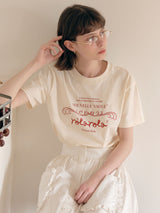 ヴィンテージヌーベルロゴハーフTシャツ アイボリー