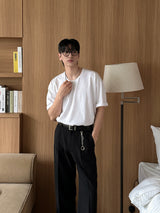 ASCLOレイヤードuネックショートスリーブtシャツ