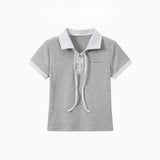 レースアップコントラストカラーTシャツ232427788