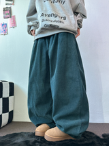 コーデュロイオールバンディングバルーンパンツ ❤🩶💚3COLOR