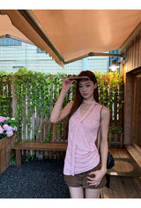 チョーカーVネックラップノースリーブTシャツ