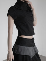 Mode Half-Neck Trench Blouse