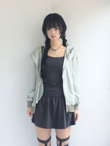 Unbalanced Pinstrip Hooded Zip-Up