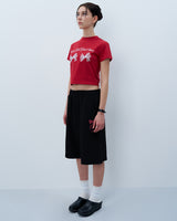 TWIN RIBBON CROP TSHIRT-RED