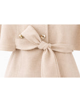 Airi Linen Summer Double Button Cape Crop Jacket Light beige