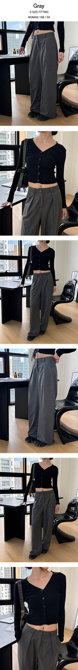 One tuck stripe wide slacks(3color)