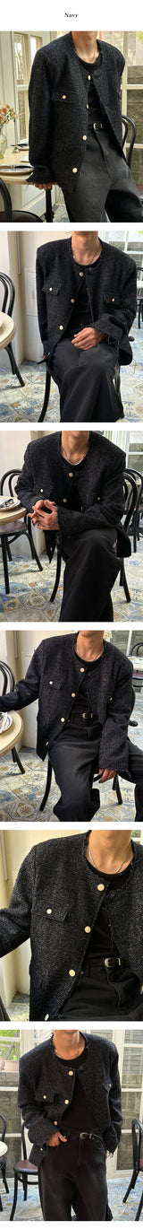 [F/W] Mix cutting tweed jacket(2color)