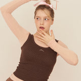 DOT RIBBON SLEEVELESS TOP - BROWN