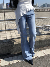 Botu スリムウォッシングデニムブーツカットパンツ