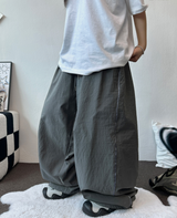 SIDE LIGHTENING 🩶💛🖤 NYLON OVER WIDE OVER LONG PANTS 💛3COLOR