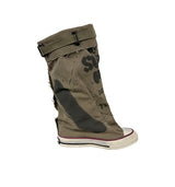 Vintage painted belted mid boots