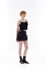  UNBALANCE CAGO SKIRT PANTS / BLACK