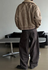 [Unisex] ダイイングレザークロップムスタン(2color)