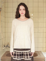 Garden stitch hoodie / ivory