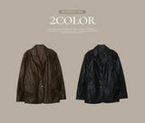 #シンプルレザーオーバーフィットレザージャケット (2color)