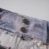 Printed Belt Denim Mini Skirt 232730519