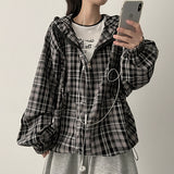 Legit Boxy String 2Way チェックパーカージャンパー