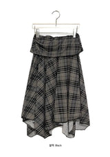 Helena Check Flare Folding Midi Skirt