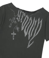 PIGMENT GROOVY ONE SHOULDER TEE_CHARCOAL