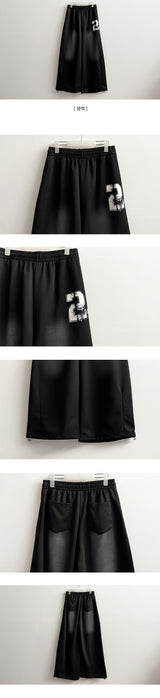 Nult Crack Number Vintage Washing Banding Wide Pants