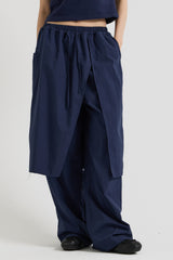 Cotton Banding Skirt Pants, Navy