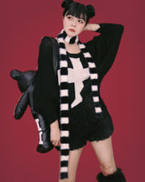 striped angora muffler