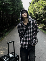 shea hooded checkered shirt