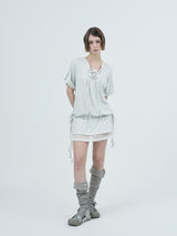 eyelet lace hood op / melange