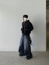 Louis High-Neck Muji Cropped Hoodie 3C