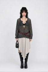 REVERSIBLE MESH KNIT CARDIGAN (2COLORS!)