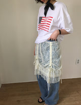 Lace Ribbon Layered Skirt (1color)