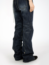back rivet boots cut denim pants