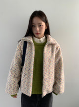 Tumbab Wool Collar Quilted Fleece Jumper