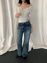 Accree V-neck sheer T-shirt